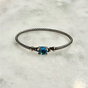 David Yurman Silver Bracelet with Blue Accent